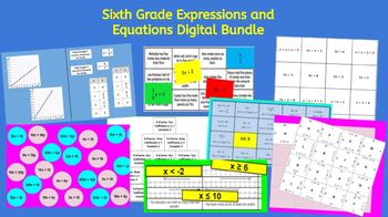 Preview of 6th Grade Expressions and Equations Digital Bundle