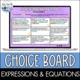 Expressions and Equations Digital Choice Board Activity