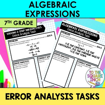 Preview of Expressions and Equations Error Analysis | 7th Grade | Algebraic Expressions