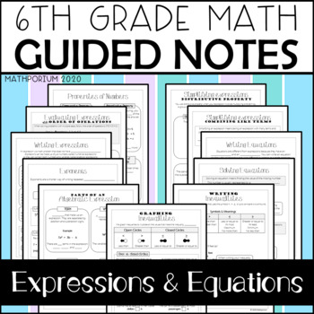 Preview of Expressions and Equations Guided Notes