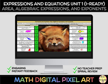 Preview of Expressions & Equations Math Pixel Art (aligns with i-Ready Grade 6 Unit 1)