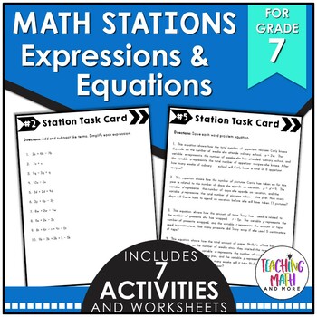 Preview of Expressions Math Stations | Equations Math Stations