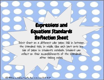 Preview of Expressions and Equations Reflection Sheet