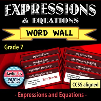 Preview of Expressions and Equations Word Wall