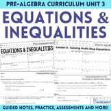 Equations and Inequalities Unit Pre Algebra Curriculum