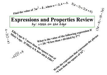 Preview of Expressions and Properties Review