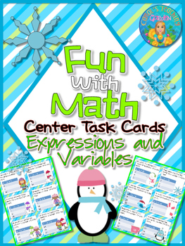 Preview of Expressions and Variables Fun with Math Center Task Cards Common Core Inspired