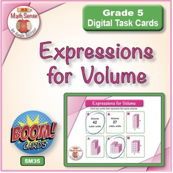 Preview of Expressions for Volume: BOOM Digital Matching Task Cards 5M35 | Measurement