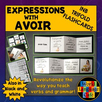 Preview of Expressions with Avoir French Interactive Notebook Trifold Flashcards