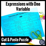Expressions with One Variable Puzzle Activity  6.EE.2a