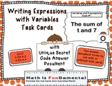 Expressions with Variables Task Cards - w/ Fun Joke Code a