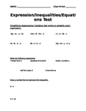 Expressions/Equations/Inequalities Test/Study Guide
