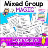 Expressive Language Lists for Speech Therapy Mixed Groups