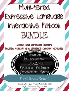 Preview of Expressive Language Interactive Flip Book BUNDLE: Pronouns, Syntax CCSS (Speech)