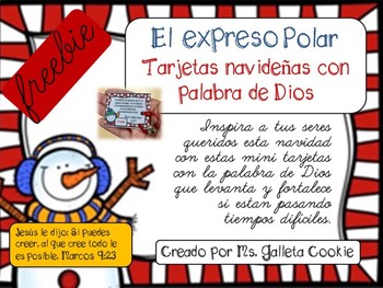 Preview of Expreso Polar mini tarjetas navideñas con palabra de Dios free grátis Español