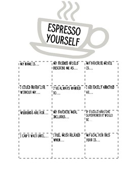 Preview of Expresso Yourself Getting to Know You Activity