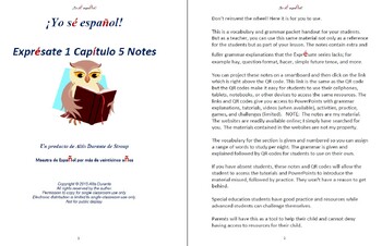 Preview of Exprésate 1 Capítulo 5 Notes
