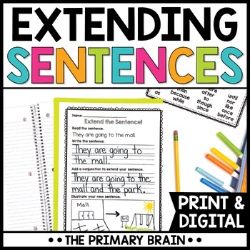 Preview of Expanding Sentences Worksheets | Extending Writing Intervention Print & Digital