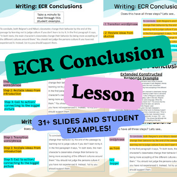 Preview of Extended Constructed Response (ECR) Conclusion Lesson STUDENT EXAMPLES
