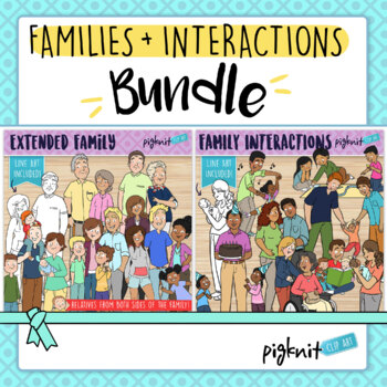 Preview of Extended Family and Family Interactions Clipart Bundle