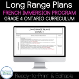 French Immersion Long Range Plans Grade 4 Ontario