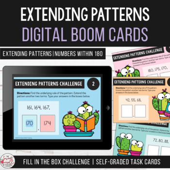 Preview of Extending Number Patterns Challenge Digital Boom Cards Distance Learning