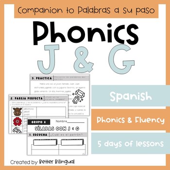 Preview of 3rd grade Syllables with J and G Spanish Phonics 5-day Lesson, Reading Passage