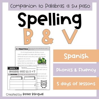 Preview of 2nd and 3rd Grade Spanish Phonics and Spelling B & V Lesson and Fluency Passage