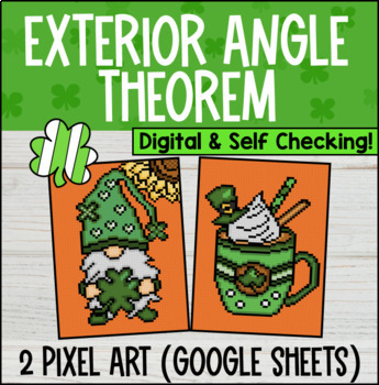 Preview of Exterior Angle Theorem Digital Pixel Art | Angles of Triangles Spring Math