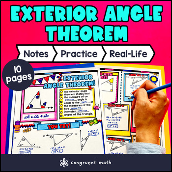 Preview of Exterior Angle Theorem Guided Notes w Doodles | Graphic & Sketch Notes 8th Grade