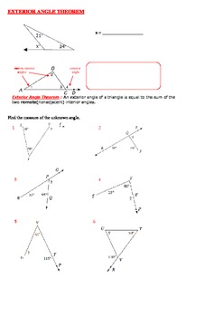 Preview of Exterior Angle Theorem Lecture notes, Worksheet