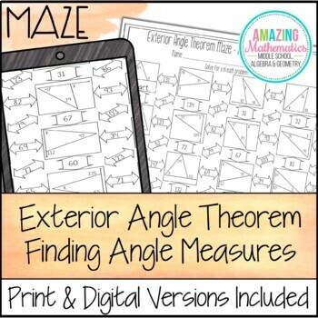 Exterior Angle Theorem Maze Finding Angle Measures