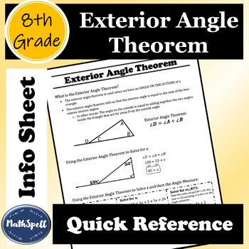 Preview of Exterior Angle Theorem | 8th Grade Math Quick Reference Sheet | Cheat Sheet
