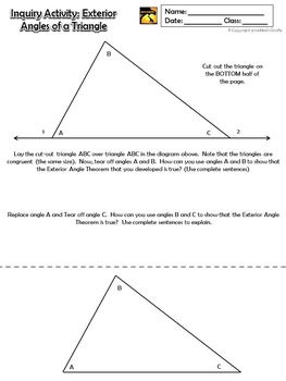 Exterior Angles Of A Triangle Inquiry Activity