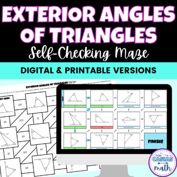 Exterior Angles of Triangles Maze - Digital Activity & Worksheet