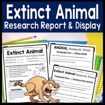 Preview of Extinct Animal Report: Extinct Animals Project with Research Report & Display