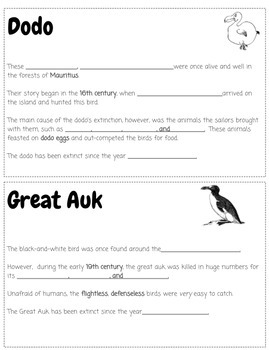 write an assignment on extinct animals