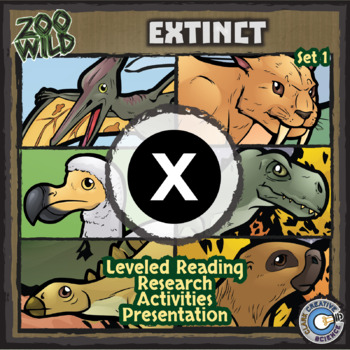 Preview of Extinct Animals Activities - Set 1 - Reading, Printables, Slides & Digital INB