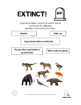 Preview of Extinct Animals. Research. Project. Presentation. PPTx. ESL. EFL. ELA.