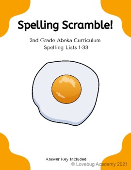 Preview of Extra Abeka 2nd Grade Spelling Word Scramble Activities Lists 1-33