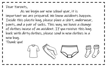 Preview of Extra Clothes Letter
