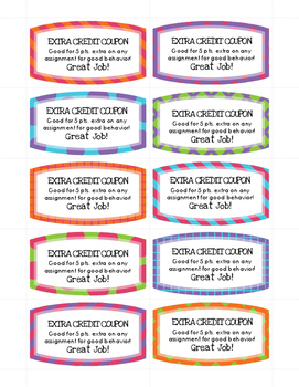 Extra Credit Student Coupon by Wondering in the Middle | TpT