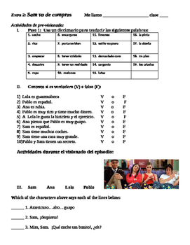 Extra Episodio 2 Comprehension Activities By Spanish Resources By Profe Frantz