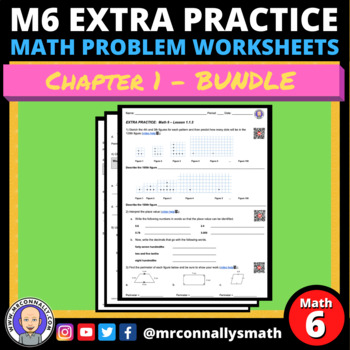 Preview of Extra Practice: Math 6 - Chapter 1 Worksheet Bundle