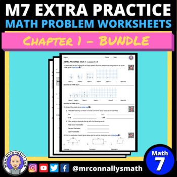 Preview of Extra Practice: Math 7 - Chapter 1 Worksheet Bundle