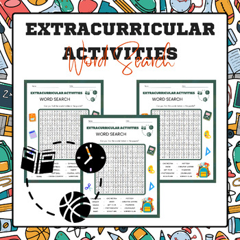 Preview of Extracurricular Activities Word Search | Back to School Activities 