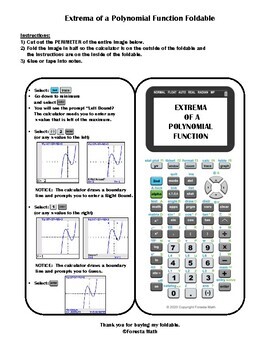 deer Accordingly Bend TI-84 Graphing Calculator Foldable: Extrema of a Polynomial by Foresta Math