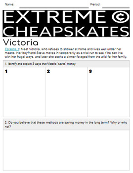 Preview of Extreme Cheapskates Worksheet