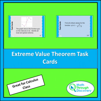 Preview of Calculus - Extreme Value Theorem Task Cards