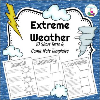 Preview of Extreme Weather - 10 Short Texts & Comic Note Templates